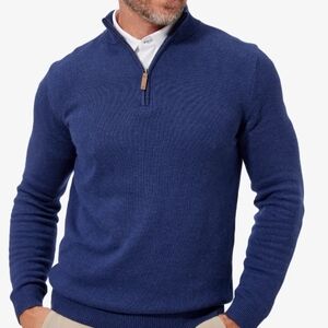 Mizzen+Main Cassady Pullover Quarter Zip Sweater Medieval Blue Navy